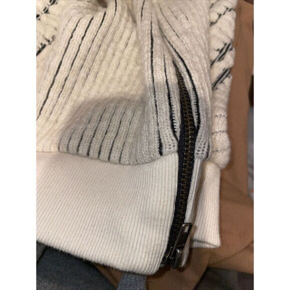 Matison Funnel Neck Sweater Small Cap Sleeve Minimalist Neutral Wool Blend - Picture 5 of 6